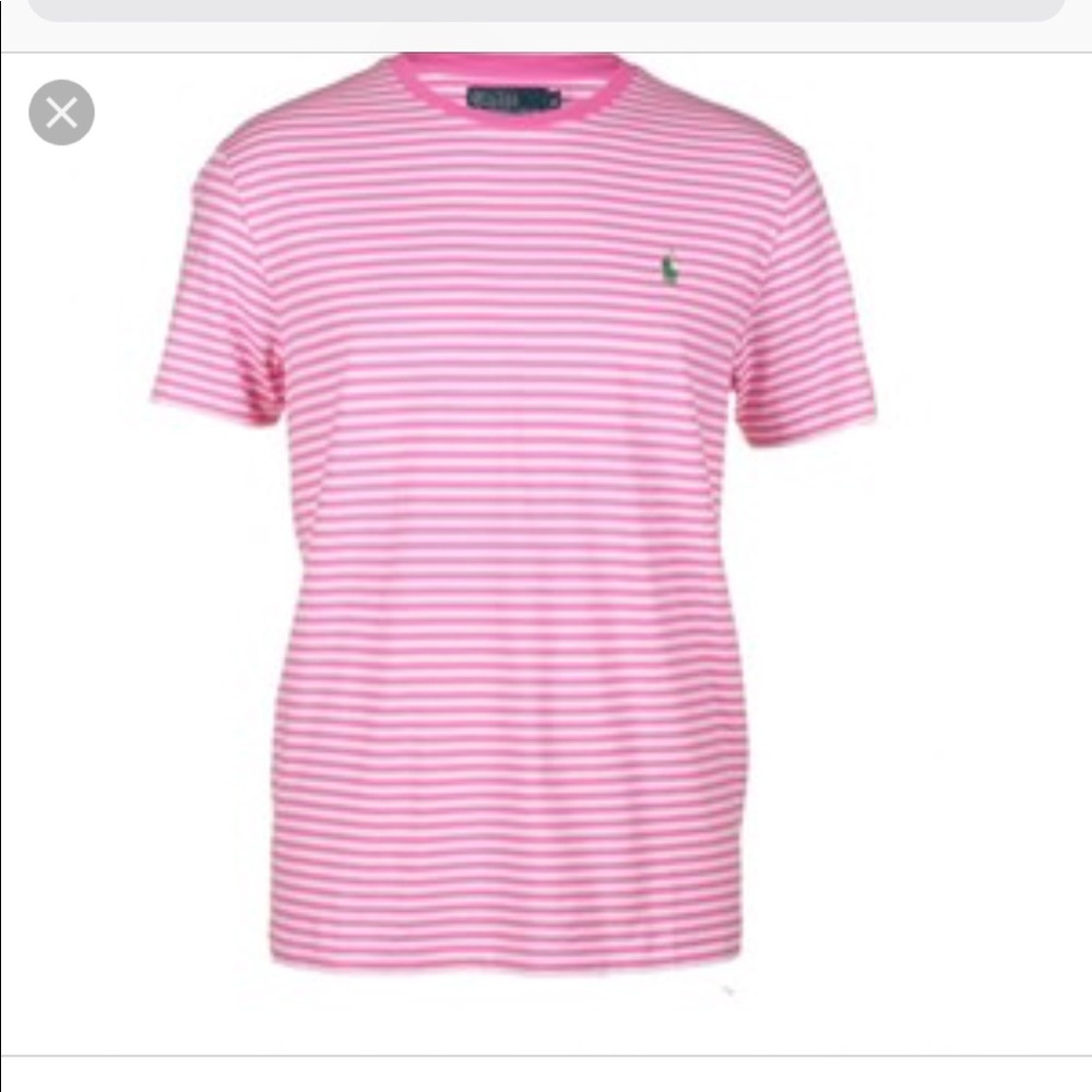 Mens polo pink striped t shirt